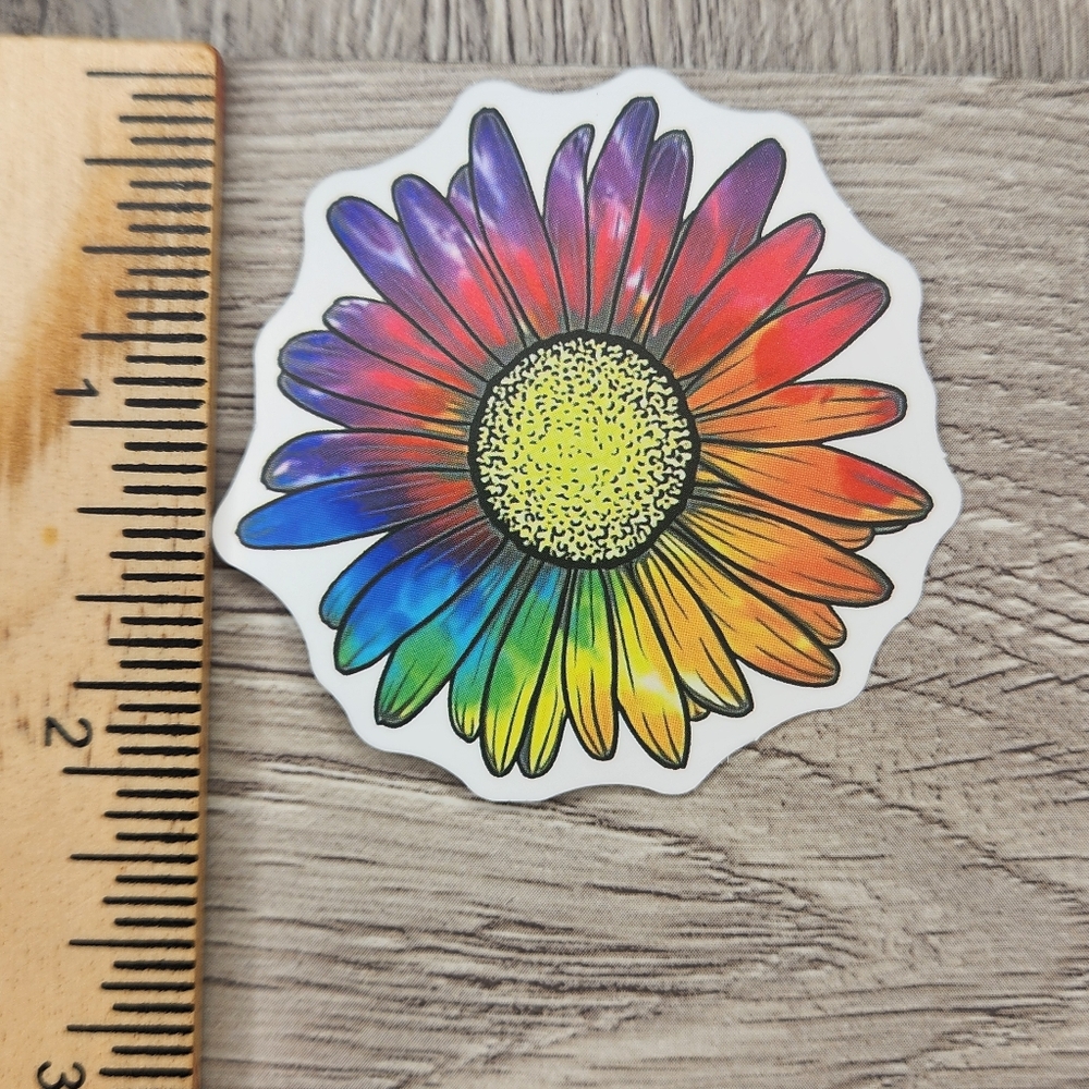 10/$10 Sunflower Sticker Tie Dye Groovy Hippie 70s Vibe Colorful